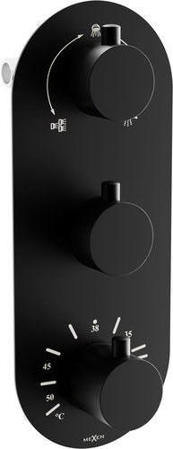 MEXEN Kai thermostatic mixer, shower / bath, 3 outlet, black ( 77603-70 ) - Tap - Main image