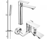 MEXEN Royo SET basin + bath mixer with accessories DQ72, silver (72213DQ72-00) - Tap