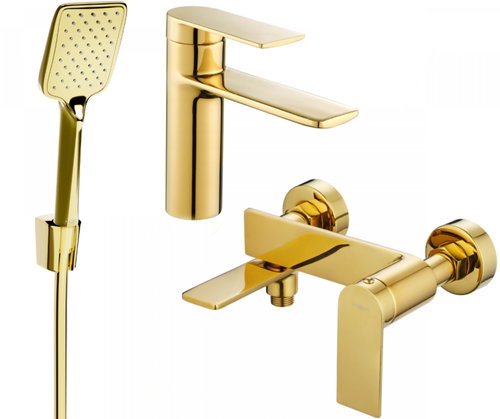 MEXEN Zero SET basin + bath mixer with accessories R62, gold (71103R62-50) - Tap - Main image