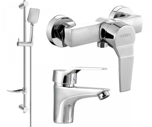 MEXEN Caro DF62 SET shower and basin mixer, silver (746604DF62-00) - Shower Set - Main image