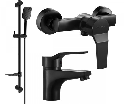 MEXEN Caro DF62 SET shower and basin mixer, black (746604DF62-70) - Shower Set - Main image