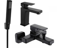 MEXEN Cetus R77 Basin and bath mixer set with accessories, black (744303R77-70) - Tap