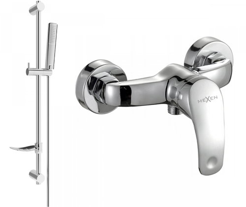 MEXEN Fabia DF72 shower mixer with accessories, silver (74654DF72-00) - Shower Set - Main image