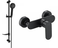 MEXEN Milo DF40 shower mixer with accessories, black (7134R40-70) - Shower Set