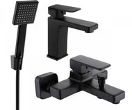 MEXEN Cetus R45 Basin and bath mixer set with accessories, black (744303R45-70) - Tap