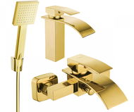 MEXEN Aries R45 Set umyvadlové a vanové baterie s příslušenstvím, zlatý (744803R45-50) - Vodovodní baterie