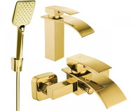 MEXEN Aries R62 Basin and bath mixer set with accessories, gold (744803R62-50) - Tap