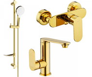MEXEN Milo DF05 Set of basin and shower mixer with accessories, gold (713054DF05-50) - Shower Set