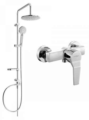 MEXEN Carl shower set with mixer Caro, silver (746640240-00) - Shower Set - Main image