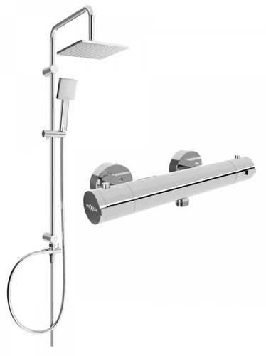 MEXEN Tord Shower Column Including Shower Thermostatic Mixer Kai, Silver (77100200-00) - Shower Set - Main image