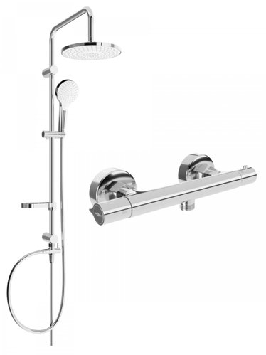 MEXEN Erik Shower Column Including Slim Shower Thermostatic Mixer, Silver (77105205-00) - Shower Set - Main image