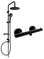 MEXEN Erik Shower Column Including Slim Shower Thermostatic Faucet, Black (77105205-70) - Shower Set