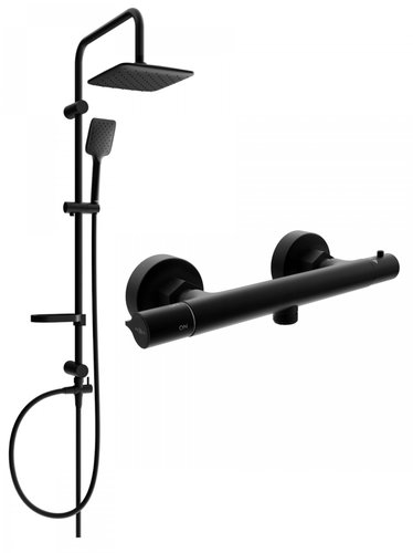 MEXEN Sven shower column including Slim thermostatic shower mixer, black (77105262-70) - Shower Set - Main image