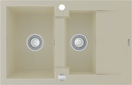 MEXEN Gaspar granite sink 1, 5- bowl with drainer 737 × 475 mm, beige - Granite Sink