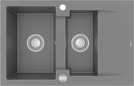 MEXEN Gaspar granite sink 1, 5- bowl with drainer 737 × 475 mm, grey - Granite Sink
