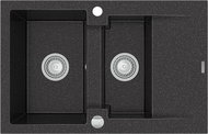 MEXEN Gaspar granite sink 1, 5- bowl with drainer 737 × 475 mm, black II - Granite Sink