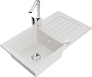 MEXEN Pablo granite sink with mixer Rita, white - Granite Sink