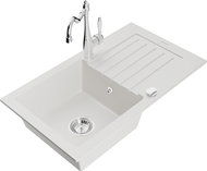 MEXEN Pablo granite sink with mixer Carla, white - Granite Sink