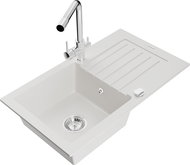 MEXEN Pablo granite sink with mixer Duero, white - Granite Sink