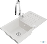 MEXEN Pablo granite sink with mixer Savita, white - Granite Sink
