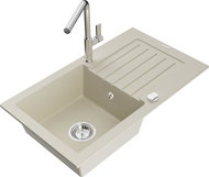 MEXEN Pablo granite sink with mixer Flora, beige - Granite Sink