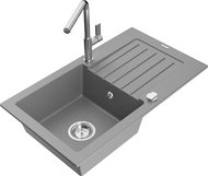 MEXEN Pablo granite sink with mixer Flora, grey - Granite Sink