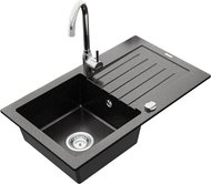 MEXEN Pablo granite sink with mixer Telma, black/silver - Granite Sink