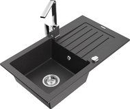 MEXEN Pablo granite sink with mixer Rita, black - Granite Sink