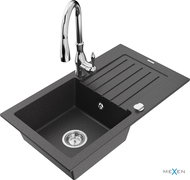 MEXEN Pablo granite sink with mixer Savita, black sprinkled - Granite Sink
