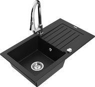 MEXEN Pablo granite sink with mixer Elia, black - Granite Sink
