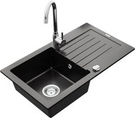 MEXEN Pablo granite sink with mixer Telma, black II - Granite Sink