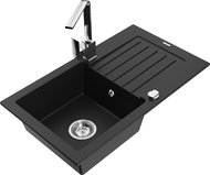 MEXEN Pablo granite sink with mixer Rita, black II - Granite Sink
