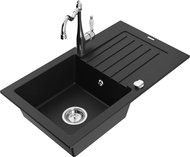 MEXEN Pablo granite sink with mixer Carla, black - Granite Sink