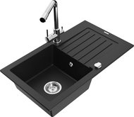MEXEN Pablo granite sink with mixer Duero, black - Granite Sink