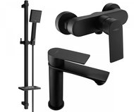 MEXEN Royo SET umyvadlová + sprchová baterie s příslušenstvím DQ45, černá 72204DQ45 - 70 - Vodovodní baterie
