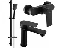 MEXEN Royo SET umyvadlová + sprchová baterie s příslušenstvím DQ62, černá 72204DQ62 - 70 - Vodovodní baterie
