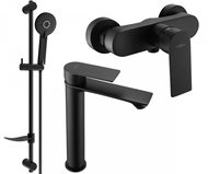 MEXEN Royo SET umyvadlová + sprchová baterie s příslušenstvím DF40, černá 72214DF40 - 70 - Vodovodní baterie