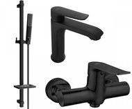 MEXEN Pecos DQ72 SET basin mixer + shower mixer with accessories, black 72704DQ72 - 70 - Tap