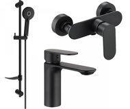 MEXEN Milo DF40 SET basin mixer + shower mixer with accessories, black 71304DF40 - 70 - Tap
