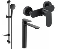 MEXEN Milo DF05 SET basin mixer + shower mixer with accessories, black 71314DF05 - 70 - Tap