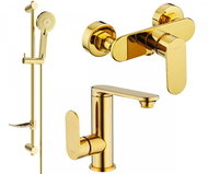 MEXEN Milo DF40 SET umyvadlová baterie + sprchová s příslušenstvím, zlato 713054DF40 - 50 - Vodovodní baterie