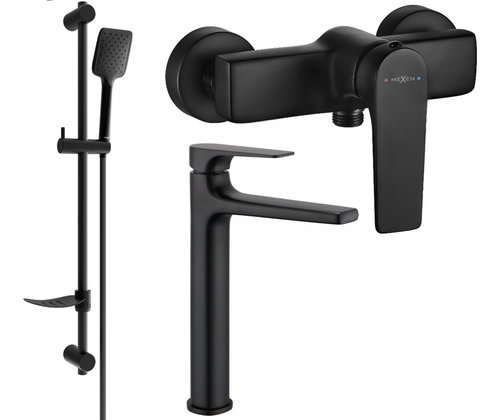 MEXEN Lynx DF62 SET basin mixer + shower mixer with accessories, black 745914DF62 - 70 - Tap - Main image