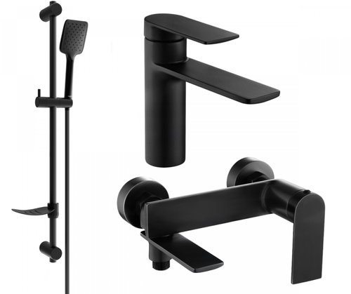 MEXEN Zero SET basin + bath mixer with accessories DF62, black 71103DF62-70 - Tap - Main image