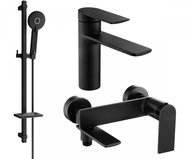 MEXEN Zero SET basin + bath mixer with accessories DQ40, black 71103DQ40-70 - Tap