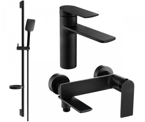 MEXEN Zero SET basin + bath mixer with accessories DS62, black 71103DS62-70 - Tap - Main image
