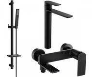 MEXEN Zero SET basin + bath mixer with accessories DQ02, black 7113DQ02-70 - Tap