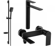 MEXEN Zero SET basin + bath mixer with accessories DS62, black 7113DS62-70 - Tap