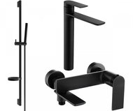 MEXEN Zero SET basin + bath mixer with accessories DS70, black 7113DS70-70 - Tap