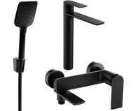 MEXEN Zero SET basin + bath mixer with accessories R62, black 71113R62-70 - Tap