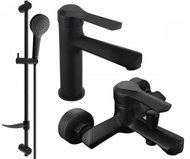 MEXEN Saber DF05 Set of basin and bath mixer with accessories, black 72103DF05-70 - Tap